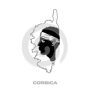 Vector illustration of the flag of Corsica with black contours on a white background