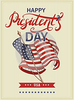 Vector illustration with flag to President`s Day in the United States of America