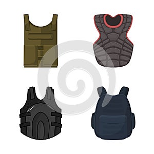 Vector illustration of flak and jacket symbol. Set of flak and body vector icon for stock.