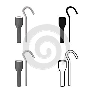 Vector illustration of flashlight and picklock sign. Collection of flashlight and security stock symbol for web.