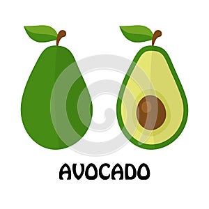 Vector Illustration Flat Avocado isolated on white background , minimal style , Raw materials fresh