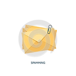 Vector illustration. Flat background with letter. Emailing concept background. Spam sms writing.Lettering.