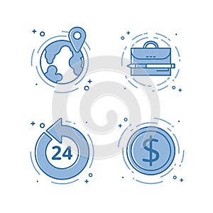 Vector illustration of flat bold line icon. Concept of open 24 7