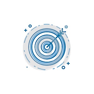 Vector illustration of flat bold line target goal or aim icon.