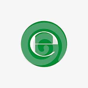 Estimated sign, E mark symbol. Vector illustration, flat design.