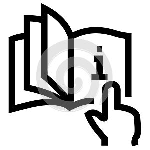 lat design template combination of guidebook icon and hand with the index finger.