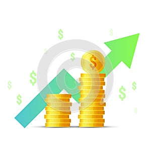 Vector Illustration flat icon Income increase, money growth, finance statistic report, investment productivity, financial performa