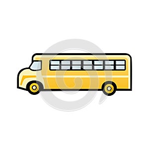 Vector illustration flat icon yellow school bus on white background