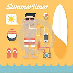 Vector illustration: Flat Icons Set of Summer Holiday