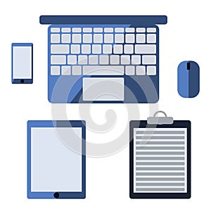 Vector illustration of a flat laptop , smartphone, tablet