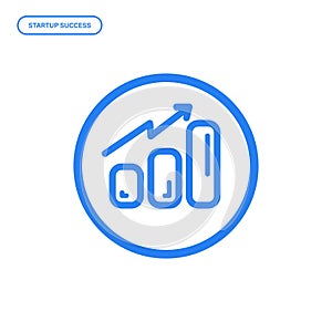 Vector illustration of flat line chart icon. Graphic design concept of startup success.