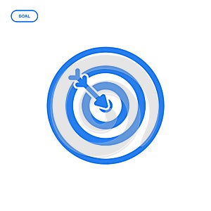 Vector illustration of flat line target icon. Graphic design concept of startup success.