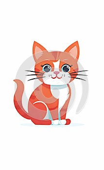 vector illustration, flat logo of cute cat vector icon, primitive childish doodle isolated on white background, favorite pets,