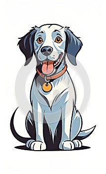vector illustration, flat logo of cute dog vector icon, primitive children\'s doodle, isolated on white background