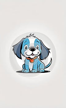 vector illustration, flat logo of cute dog vector icon, primitive children\'s doodle, isolated on white background