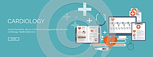 Vector illustration. Flat medical backgrounds set. Health care,first aid research cardiology. Medicine study. Chemical