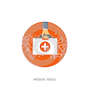 Vector illustration. Flat medical backgrounds set. Health care,first aid research cardiology. Medicine study. Chemical