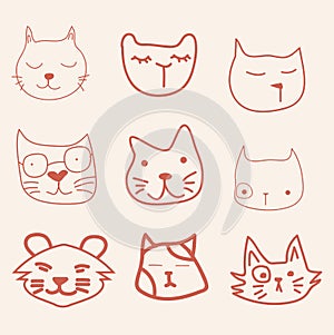 Hand draw face cat vector