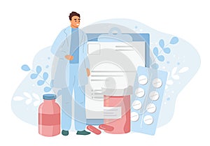 vector illustration in flat style om the theme of medicine and pharmacology