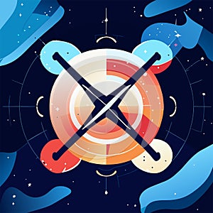 Vector illustration in flat style about outer space. Planets, stars and galaxies. generative AI