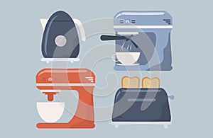 Vector illustration in a flat style - a set of items of household kitchen appliances