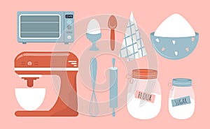 vector illustration in a flat style - a set of pictures on the theme of baking