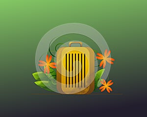 Vector illustration in a flat style. Suitcase in flowers