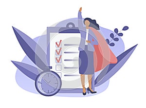 Vector illustration in a flat style on the theme of achieving the goal.