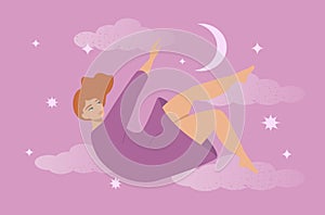 Vector illustration in flat style on the theme of dreams, daydreams, fantasies.