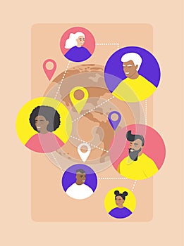 Vector illustration in a flat style on the theme of online communication.