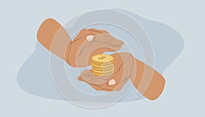 Vector illustration in a flat style on the theme of saving money, saving money.