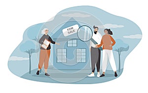 Vector illustration in a flat style on the topic of real estate sales, real estate services.