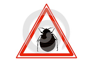 Vector illustration of flea warning sign on a white background. Symbol of protection against parasites