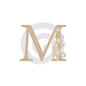 vector illustration flower Initial letter luxury beauty flourishes ornament monogram wedding icon logo vintage