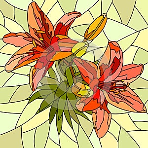 Vector illustration of flower red lilies.