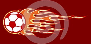 Vector illustration of football soccer ball icon with flames.