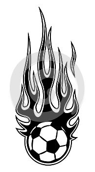 Vector illustration of football soccer ball icon with flames.