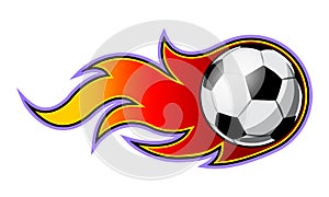 Vector illustration of football soccer ball with simple flame sh