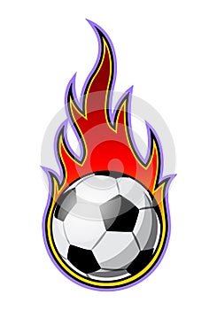 Vector illustration of football soccer ball with simple flame sh