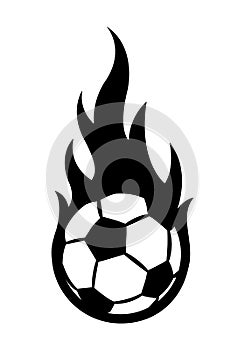 Vector illustration of football soccer ball with simple flame sh