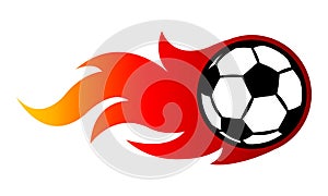 Vector illustration of football soccer ball with simple flame sh