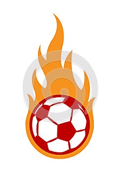 Vector illustration of football soccer ball with simple flame sh