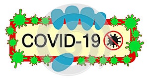 Vector illustration of the forbidding, warning emblem of the coronavirus infection quarantine, covid-19