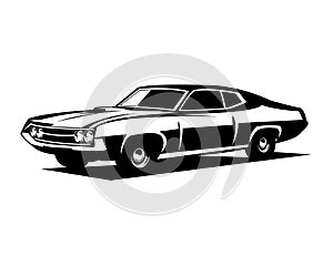 vector illustration of a ford torino cobra car silhouette. isolated white background view from side.