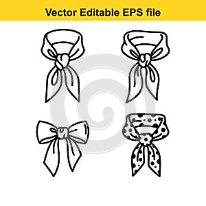 vector illustration of four bandanas in different styles and patterns isolated on white background