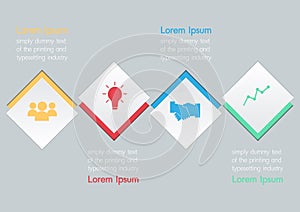 Vector illustration of four square options infographic