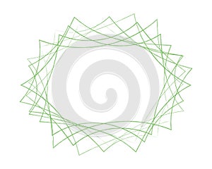 Vector illustration of frame with abstract green colored waves lines on white background