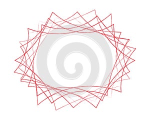 Vector illustration of frame with abstract red colored waves lines on white background