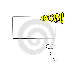 Vector illustration. Frame template in comic pop art style isolated on white background. Comic bubble speech with text BOOM