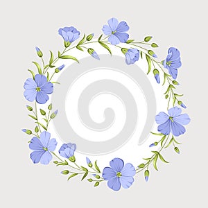 Vector illustration frames linen flowers. Floral botanical illustration.